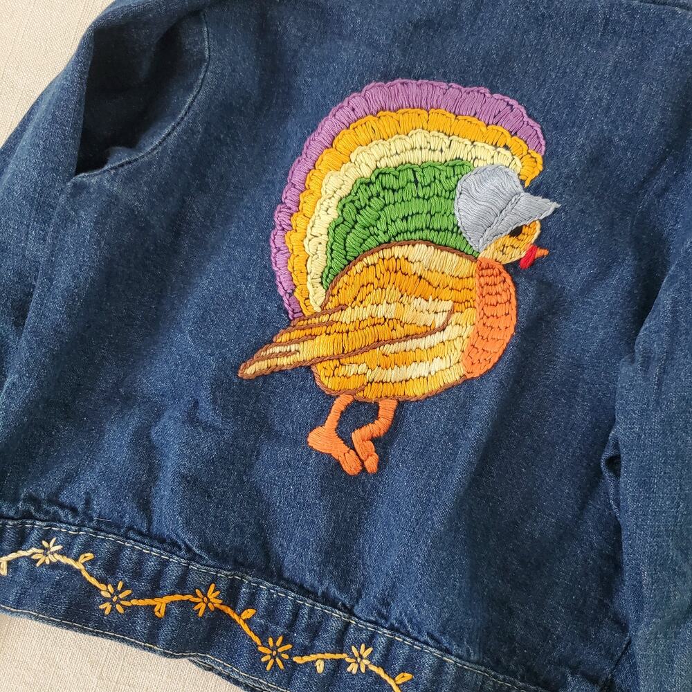 Vintage Turkey Floral Jean Jacket 3t - Picture 4 of 7